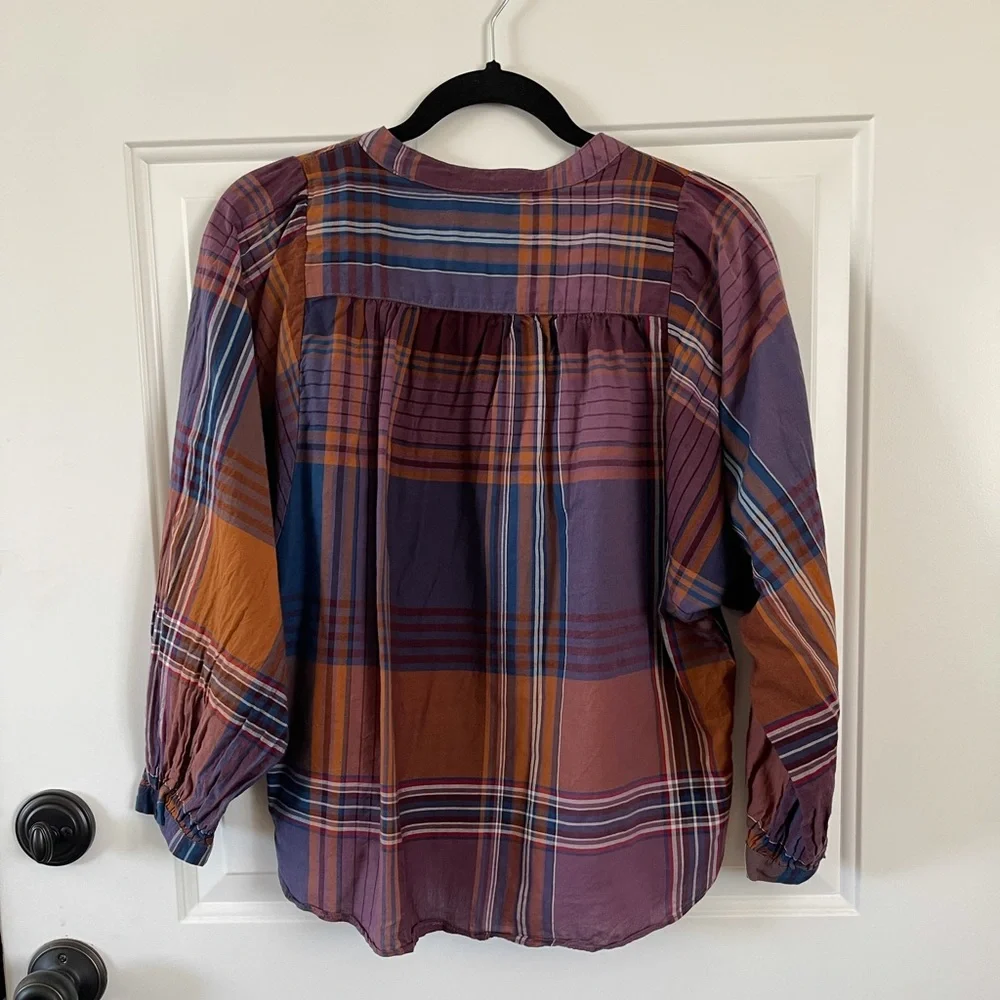Madewell plaid peasant top_4